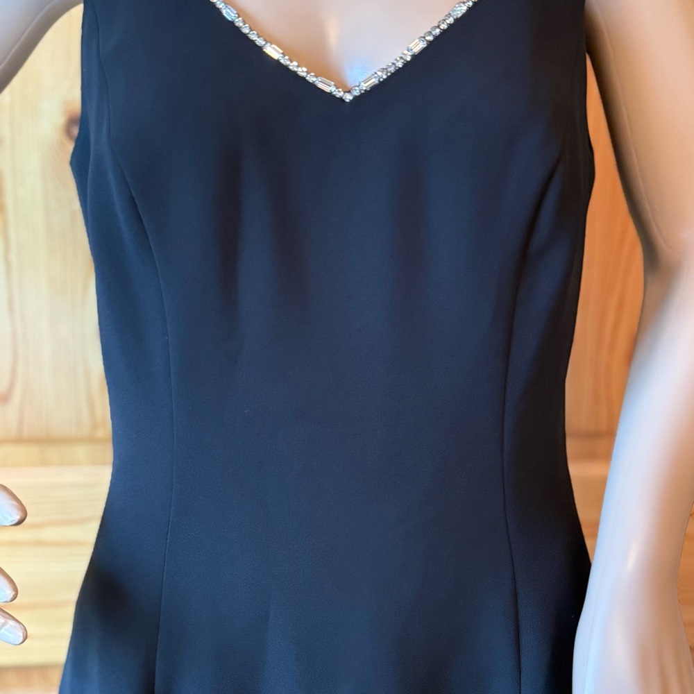 Vintage Andrea Pollizzi for Rex Lester Black Cocktail Dress 8 Rhinestone Neck - Picture 3 of 13